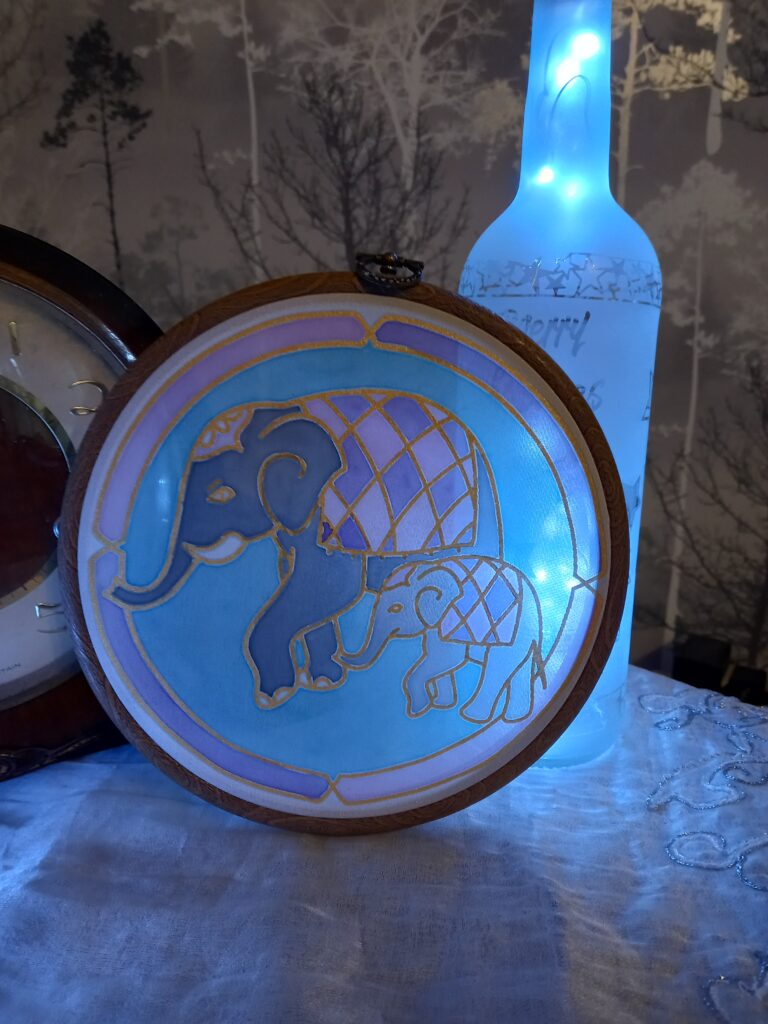 Elephant silk painting